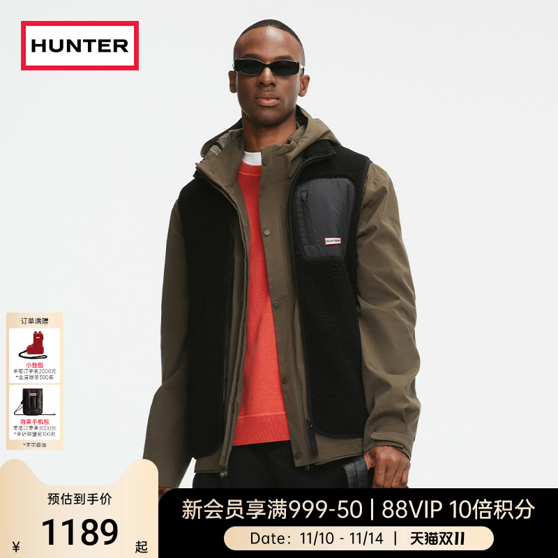 HUNTER2025秋冬新款男士摇粒绒拉链马甲防寒保暖户外休闲背心外套