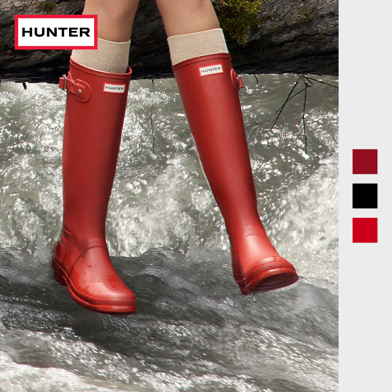 Hunter女士惠灵顿雨鞋雨靴高筒靴