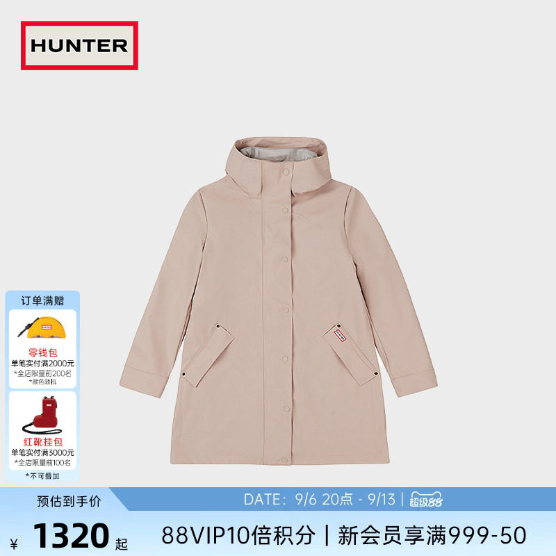 Hunter新款女士轻薄长款连帽外套图片