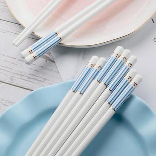 陶瓷餐具骨瓷筷子家用家庭套装 高档欧式 白色防滑防霉耐高温不发霉