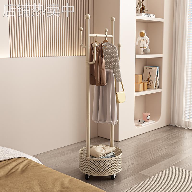 挂衣架卧室落地带轮衣帽架多功能可移动加厚加粗家用挂包包置物架