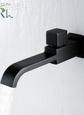 4分单冷黑色阳台拖布池铜龙头卫生间入墙式加长拖把池水龙头北欧