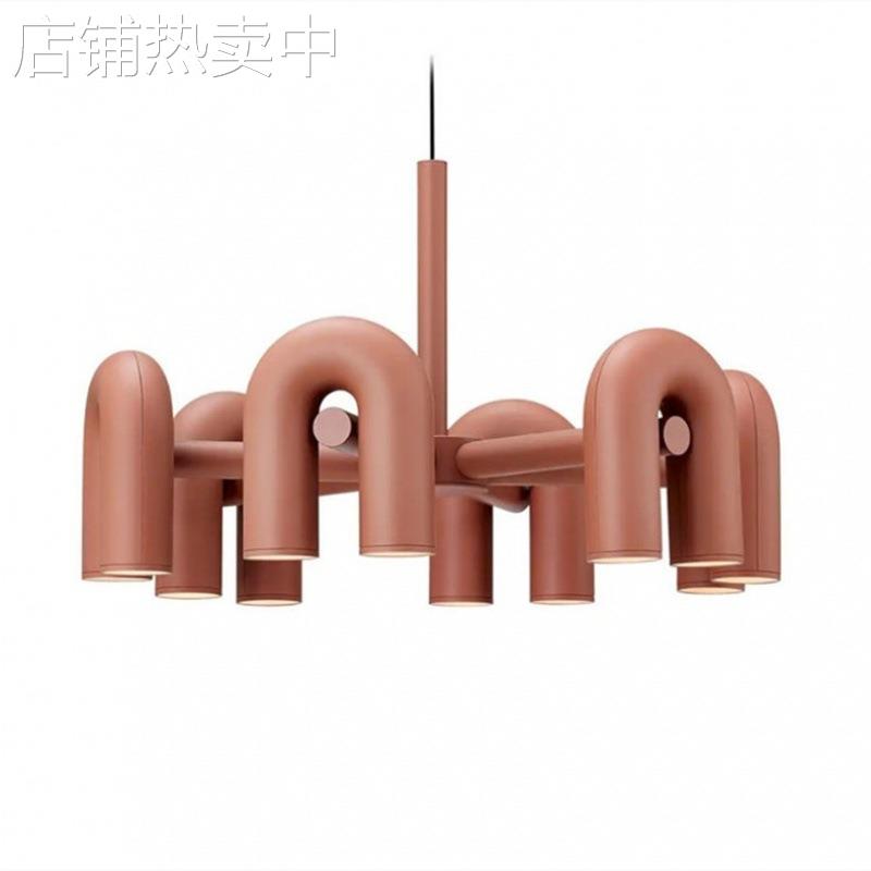 铁艺轻奢北欧ins创意树脂现代简约样板房服装店铺咖啡厅U形餐吊灯