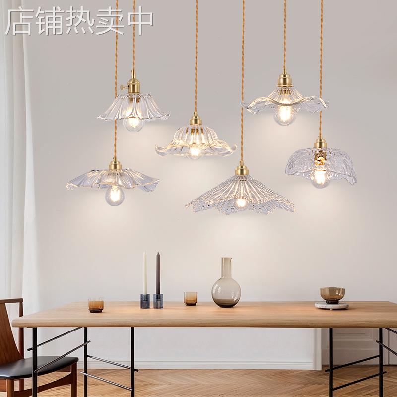 北欧餐厅玻璃三头吊灯美式简约个性咖啡吧台小吊灯日式饭餐厅灯具