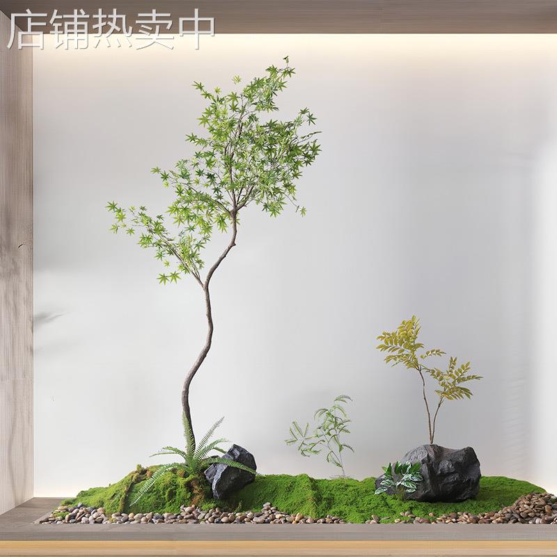 侘寂风仿真绿植新中式禅意茶室装饰景观盆景假树枫树植物盆栽
