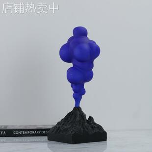 现代简约树脂卡通火山摆件蓝色烤漆酒柜电视柜客厅书房软装饰品