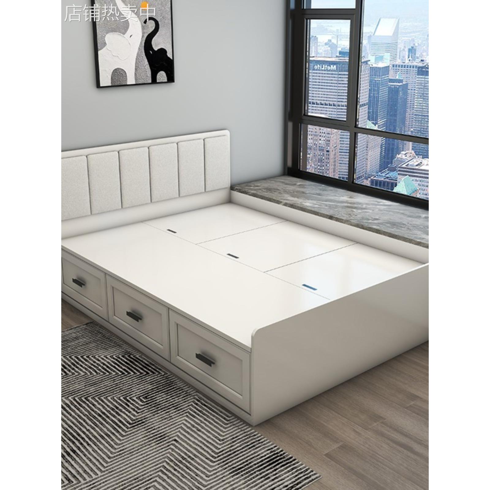 户型小户型实木1抽屉单人小户2床收纳床高空间储简约榻榻米米物箱