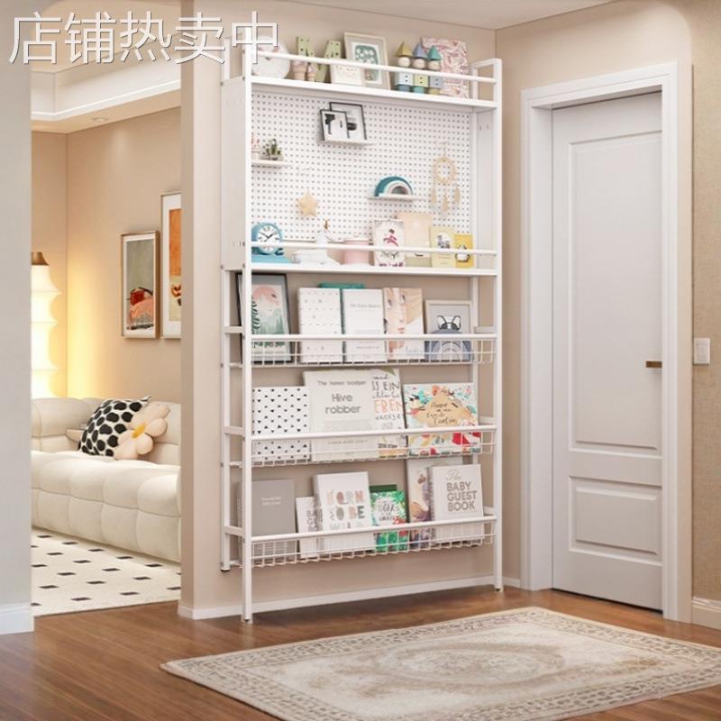 洞洞板门后置物架贴墙书架置物架挂墙多层收纳浴室书架铁艺洗手间