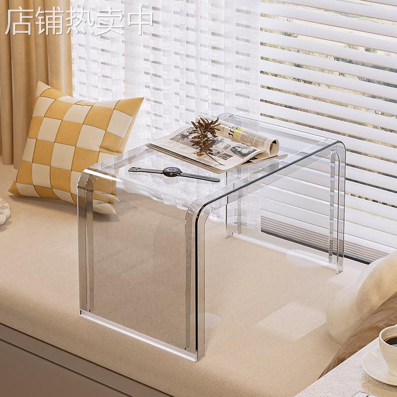 透明阳台飘窗收纳架简易书桌边几陈列窗台书架杂物办公置物架矮桌