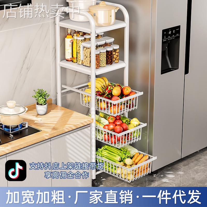 厨房置物架菜篮子落地移动多层储物架放零食蔬菜水果小推车收纳架