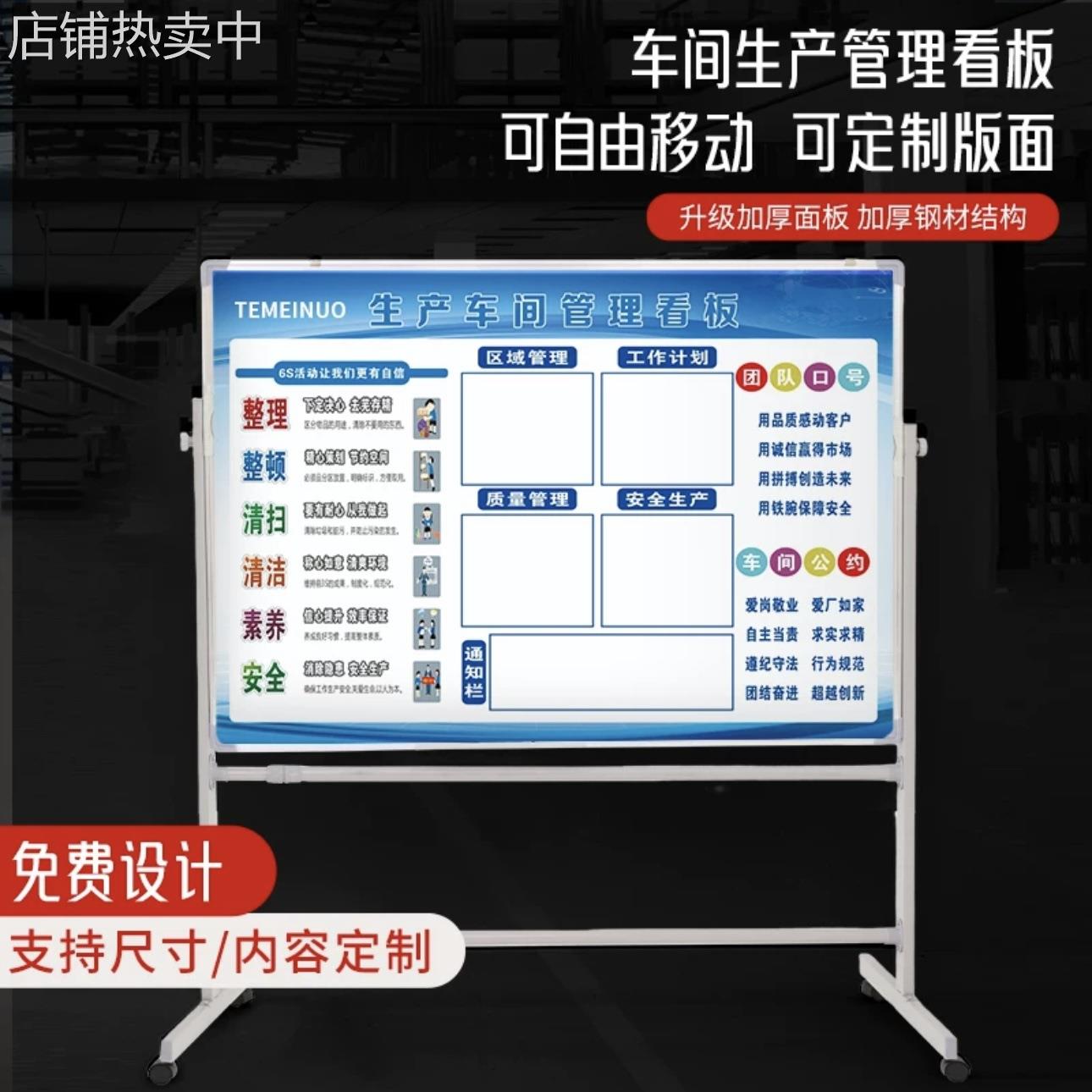 支架式移动办公大白板硬白板磁性可擦印刷写字板车间生产看板展板