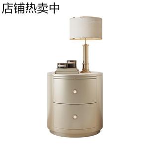 輕奢實木床頭柜臥室簡約現代收納柜大理石橢圓儲物柜 璞博家具美式