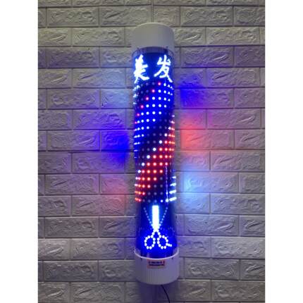 美发转灯理髲店LED电子加亮发廊户外覆古简半圆挂墙防水灯箱厂家