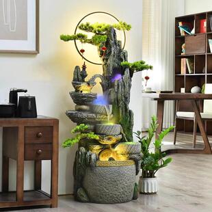 假山喷泉摆件风水轮招财客厅阳台循环水高山流水鱼池景观开业礼物