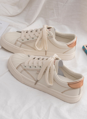 真皮小白鞋2025年新款春季帆布鞋女鞋女生百搭休闲运动板鞋潮鞋子