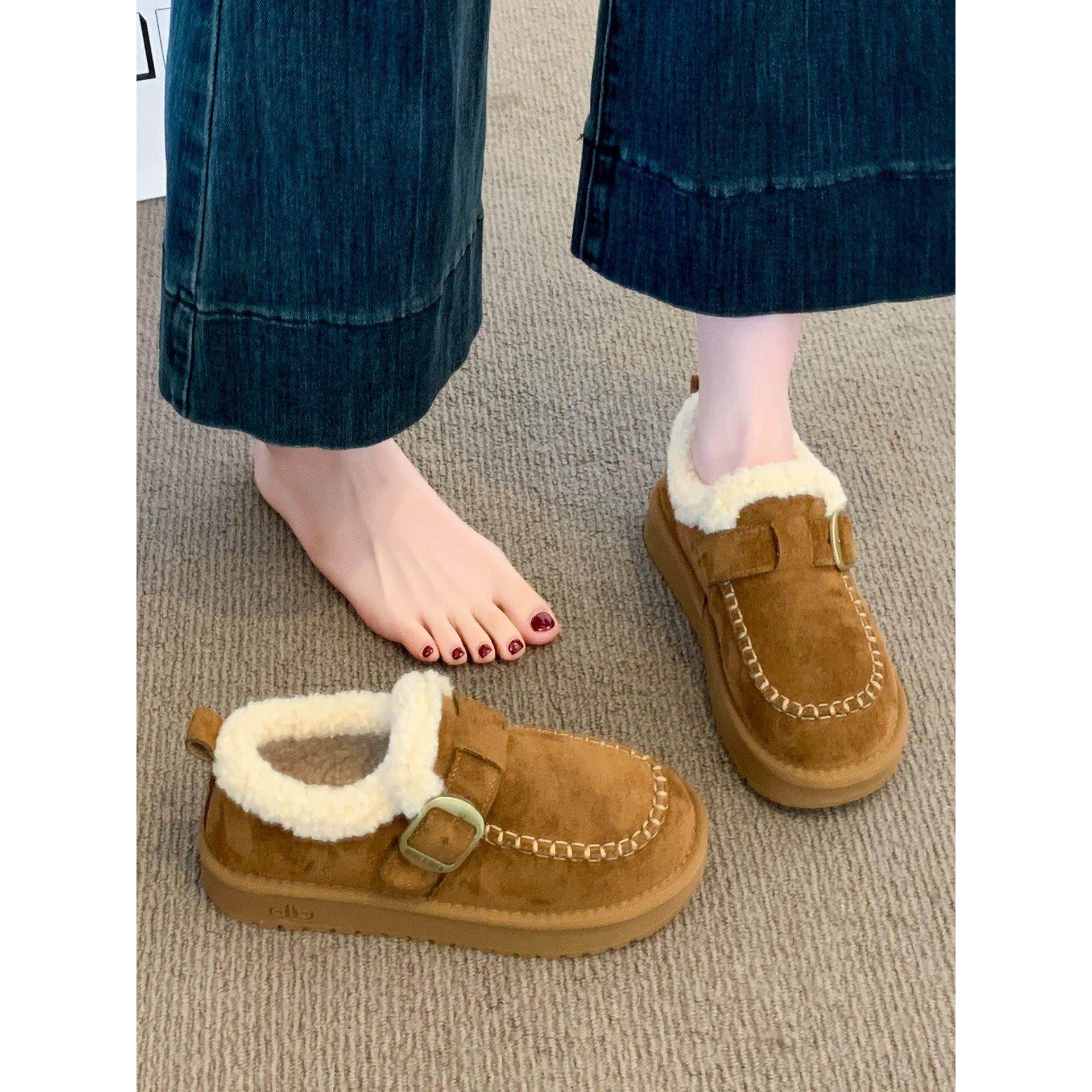 厚底加绒豆豆勃肯鞋女毛毛棉鞋2026新款冬季一脚蹬低帮保暖雪地靴,女鞋,勃肯鞋/软木鞋,淘宝优惠券,粉丝福利购,淘宝优惠卷