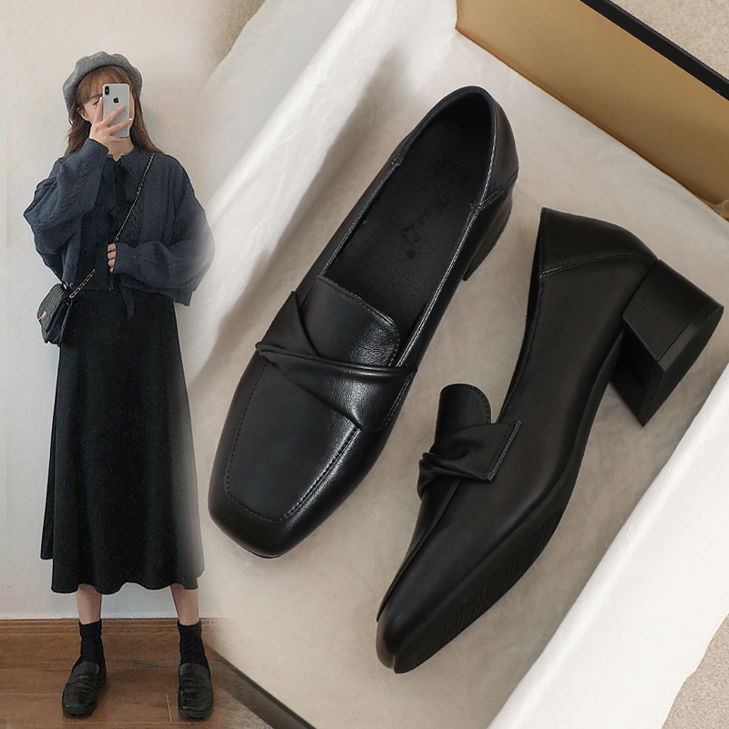 真皮小鞋女英伦风2025年春