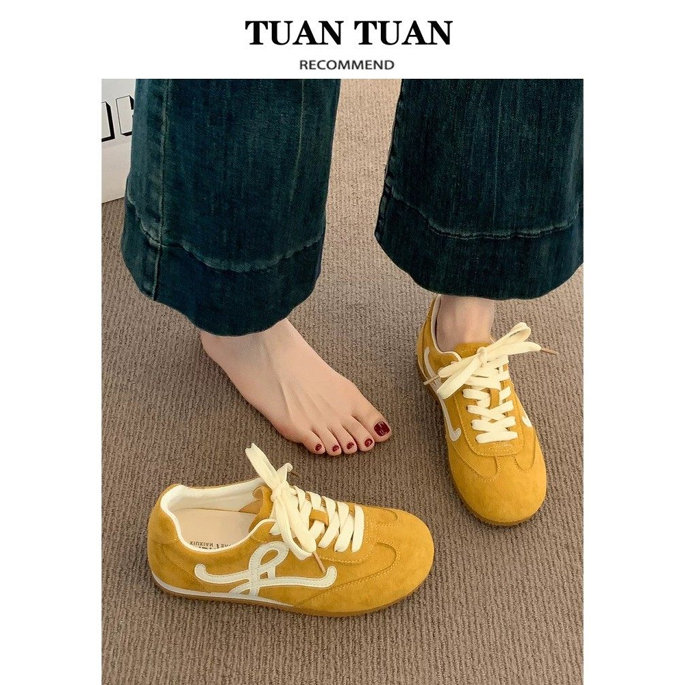 黄色德训鞋女2026新款爆款春秋季超火阿甘鞋子百搭板鞋休闲运动鞋,女鞋,德训鞋,淘宝优惠券,粉丝福利购,淘宝优惠卷