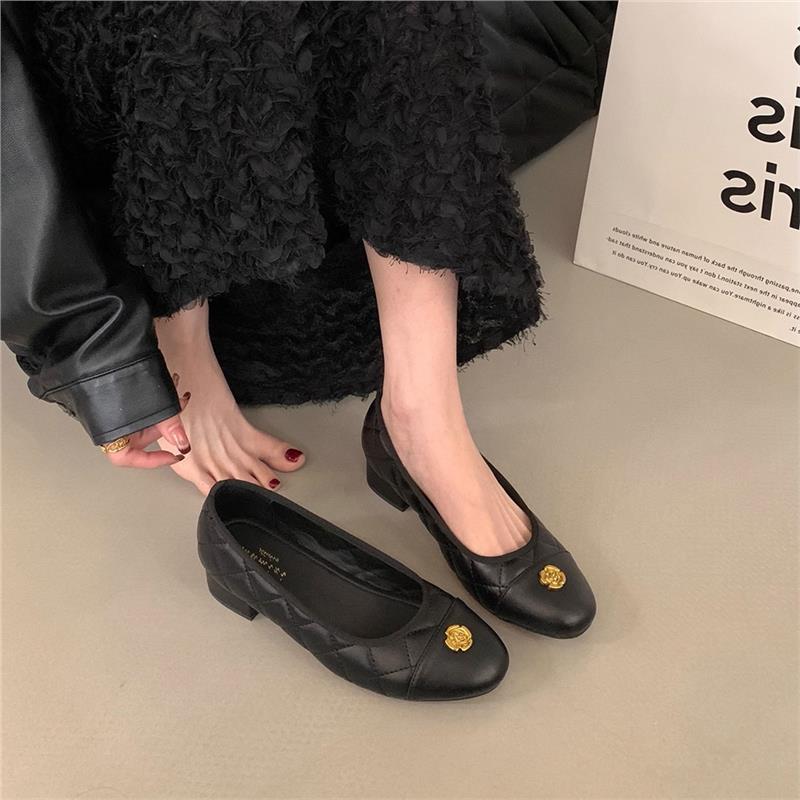 港风小香黑色玛丽珍鞋女春