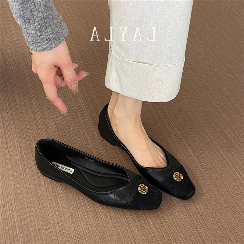 港风通勤百搭平底单鞋女春