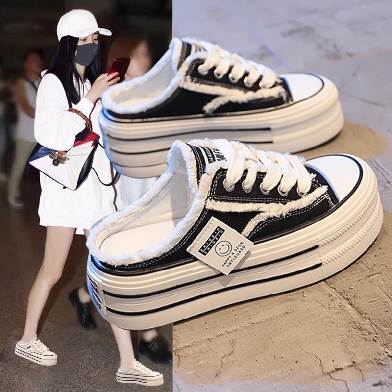 夏季半拖帆布鞋女外穿凉20