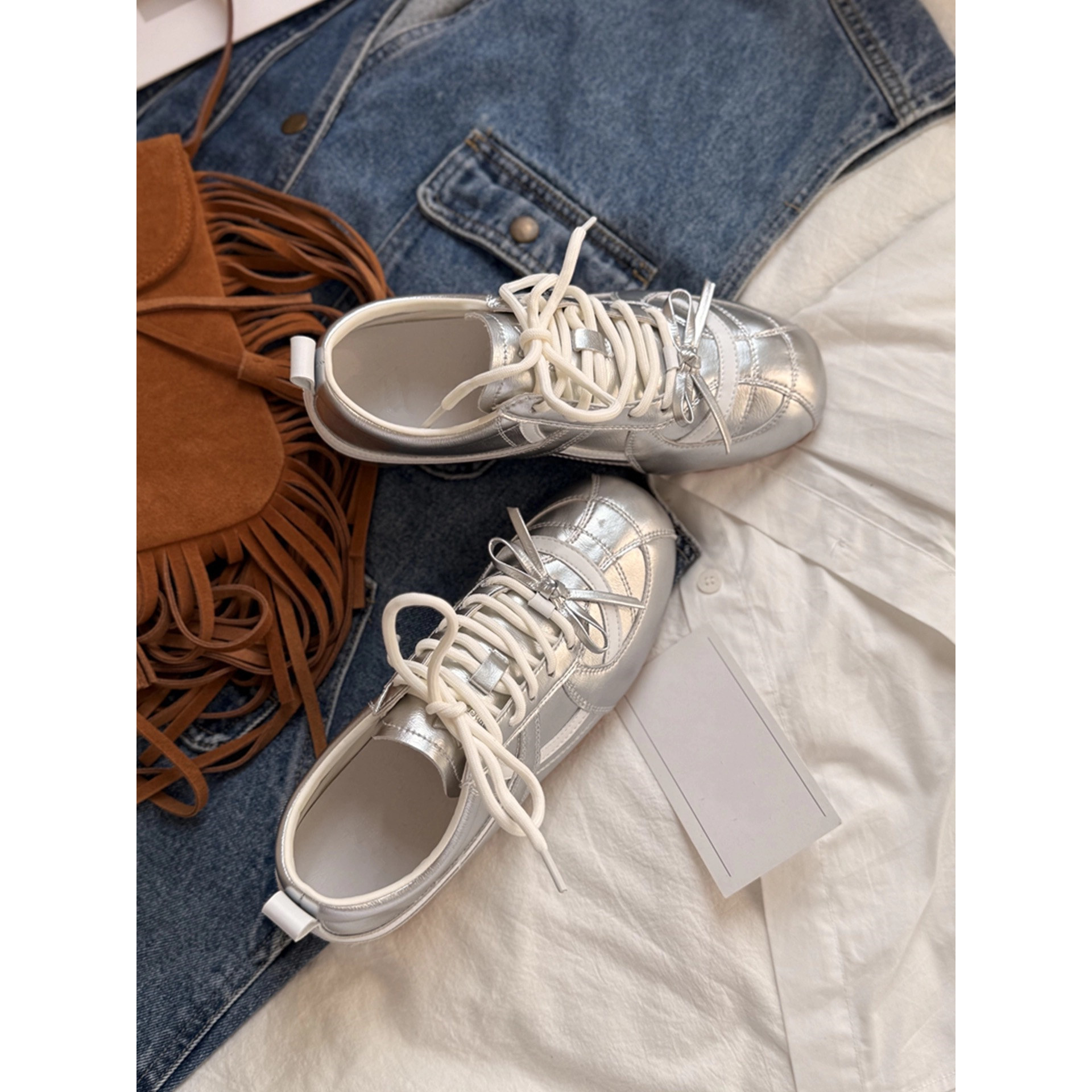 银色厚底德训鞋女鞋子2026新款秋季休闲鞋运动板鞋百搭超火阿甘鞋,女鞋,休闲板鞋,淘宝优惠券,粉丝福利购,淘宝优惠卷