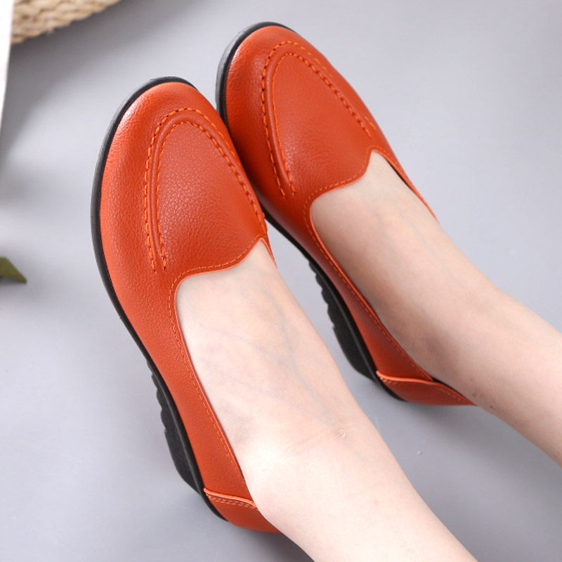Shangkang Autumn leisure time leather shoes Women's Shoes With slope soft sole Mom shoes Single shoes waterproof non-slip Work shoes Doug shoesin the Women's Shoes, Low shoe, Doug shoes category - from Buy2taobao.com to provide professional Taobao agent buy service