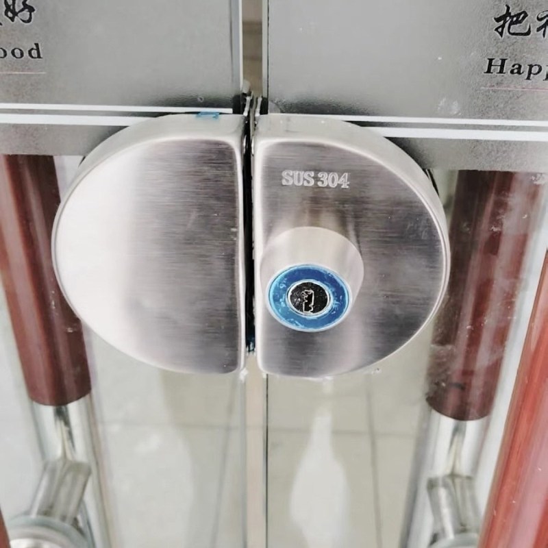 单开办公室玻璃锁商铺锁具免开孔玻璃门锁推拉门无框锁双开门地锁