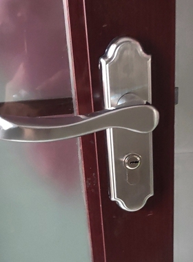 卫生间门锁单舌浴室厕所通用型无钥匙铝合金把手面板静音不锈钢