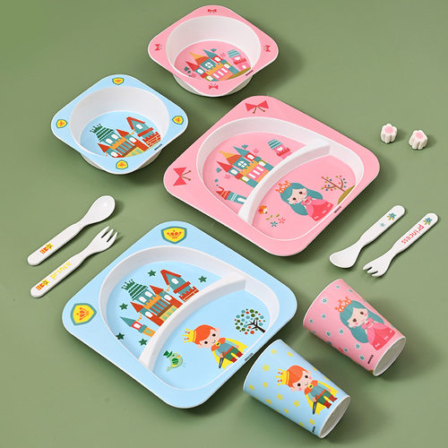 新款PP卡通儿童餐具套装宝宝碗盘