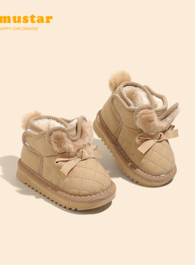 女宝雪地靴冬季公主鞋加绒女童鞋子保暖婴儿鞋加厚棉鞋女宝宝冬鞋