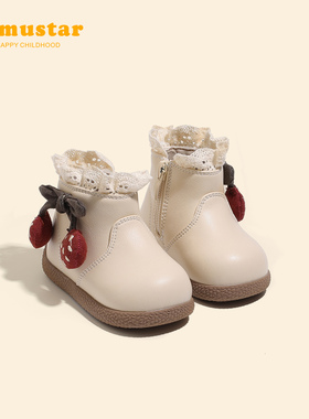 女童雪地靴冬季新款加绒保暖女宝冬鞋防滑软底棉靴加厚女宝宝棉鞋