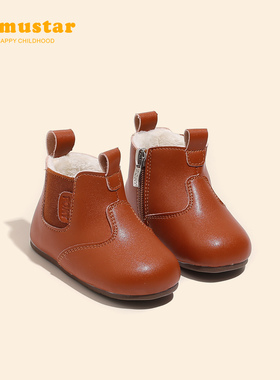 宝宝学步鞋男冬季加绒保暖婴儿鞋子女防滑软底女宝冬鞋加厚棉鞋潮