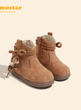 女童雪地靴2025冬季新款加绒保暖女宝宝冬鞋防滑软底加厚女宝棉鞋