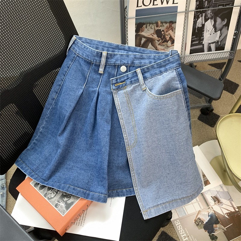 一片式牛仔半身裙女夏季设计感小众不规则a字百褶遮胯高腰短裙子|ruв категории Женская одежда, юбка - от Buy2taobao.com для оказания профессиональной услуги покупки агента Taobao