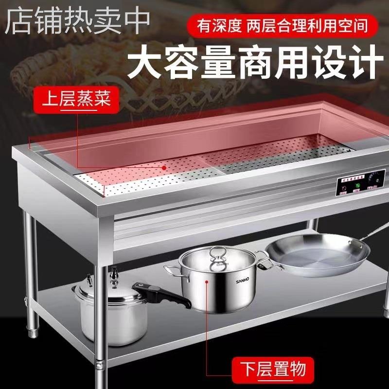 商用不锈钢保温蒸菜台汤池浏阳蒸菜台打菜台饭菜售卖台移动餐车