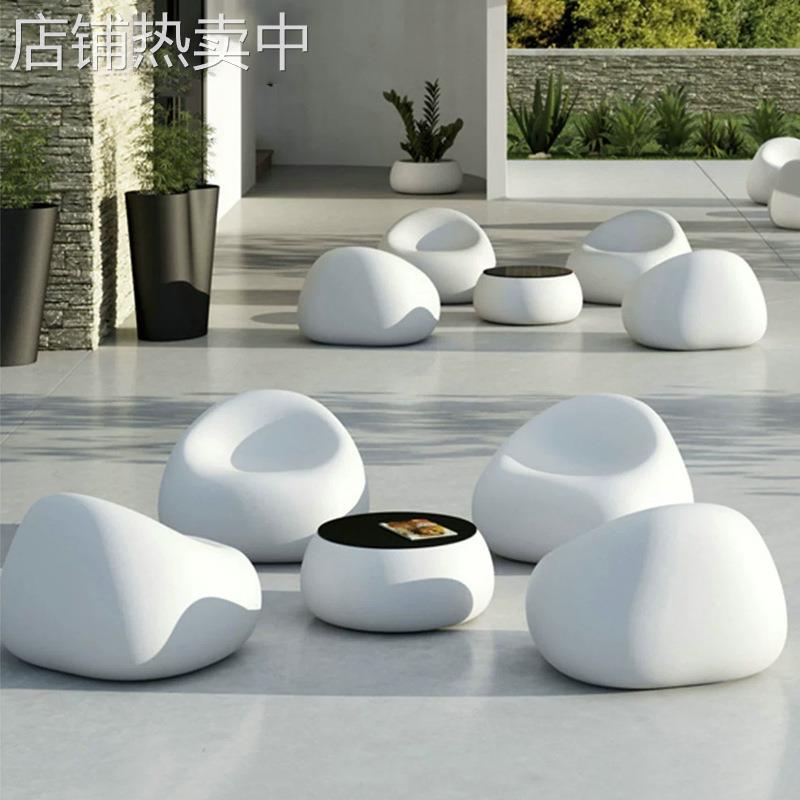 商场座椅玻璃钢椭圆茶几沙发组合简约时尚公共休闲椅系列单人座凳