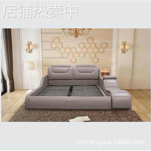 轻奢后现代双人1.8米床北欧牛皮床ins网红住宅家具 新房主卧软床