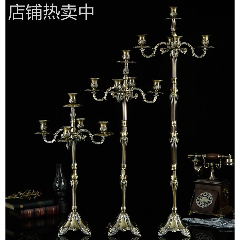 欧式合金古铜五头烛台酒店ktv婚庆浪漫三款高度可选