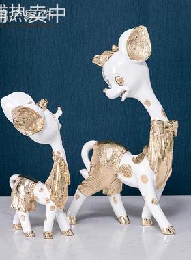 欧式轻奢鹿摆件创意装饰品客厅酒柜玄关工艺品别墅样板间桌面摆件