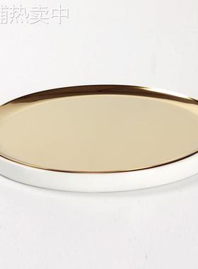 轻奢现代ins艺术圆形金属托盘样板间售楼处桌面收纳简约树脂摆件
