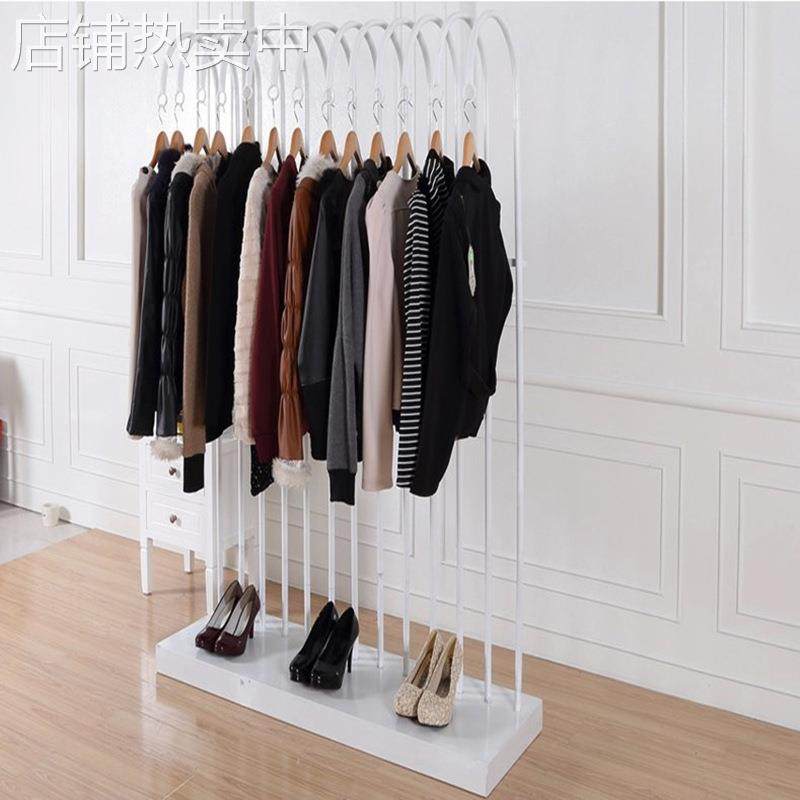 LOFT美式复古单杠服装货架 铁艺落地式服装展示架金属简约服装架