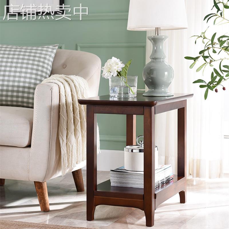 实木边几角几沙发边柜客厅茶几储物现代简约小方桌家用长方形角J^