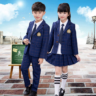 初中校服套裝 幼兒園園服英倫風(fēng)三件套 兒童西服套裝 小學(xué)生春秋正裝