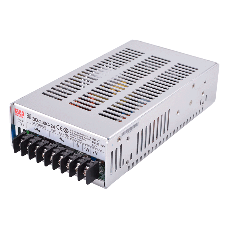明纬SD-200C-24入36~72V出24V8.4A台湾DC-DC开关电源转换器200W