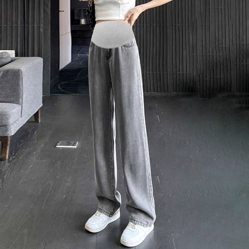 加长孕妇裤夏季薄款外穿天丝牛仔阔腿裤宽松孕早期春秋长裤孕妇装