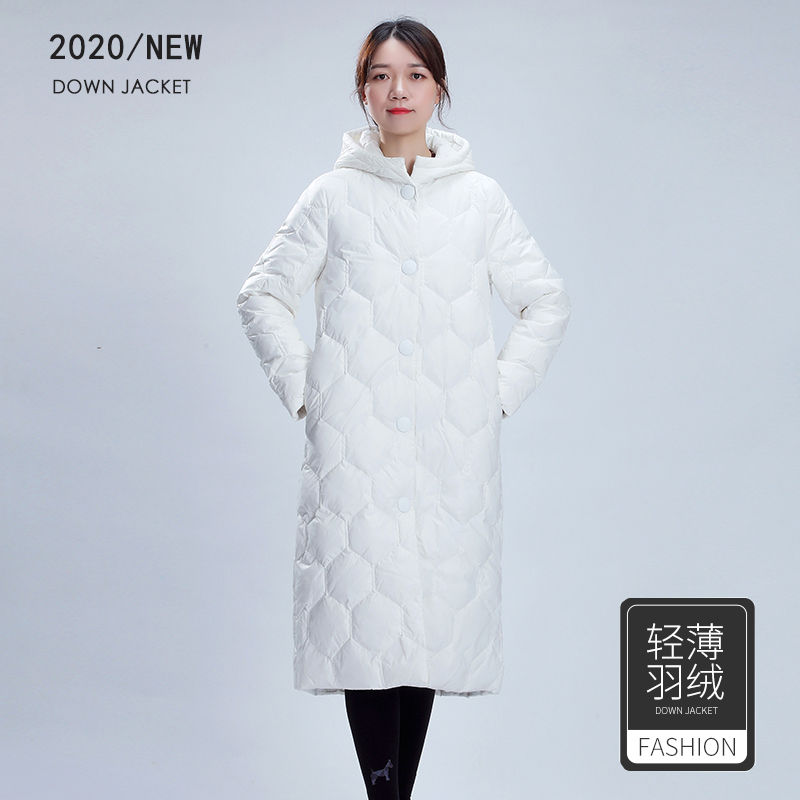 Mothers winter down jacket womens middle and long net red pop style elderly fashion light thin white duck down white coat