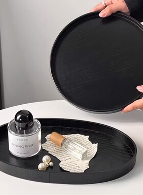 黑色木质托盘甜品盘实木盘子