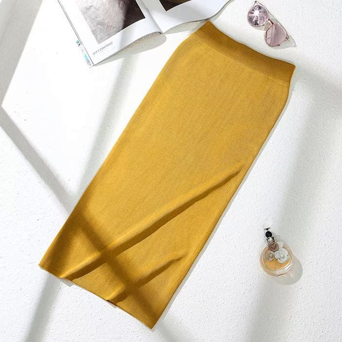 . 2019 Spring new pattern Show thin knitting Split ends Skirt Elastic waist The dress Body One pace skirt pencilin the Women's clothing/Boutique , Skirts  category - from Buy2taobao.com to provide professional Taobao agent buy service