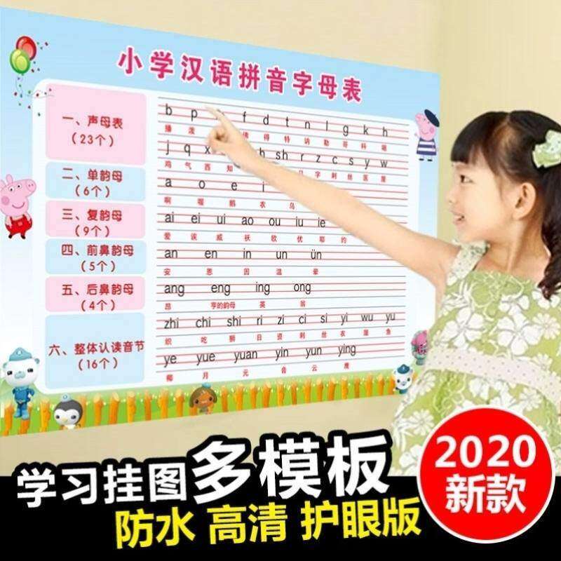 小学生幼儿园26个拼音字母表大小写全套宝宝墙上识字贴纸早教挂画
